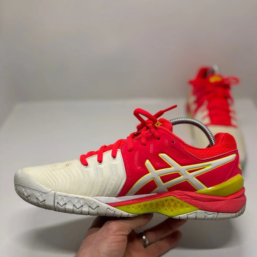 ASICS Gel-Resolution 7 Women’s 9.5 Tennis Shoes Red Pink White Athletic Sneakers - Picture 12 of 13